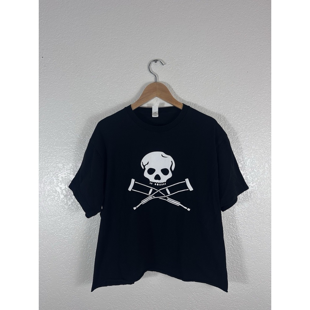 Jackass Forever Skull Cross Crutches Black T-Shirt Men's Large